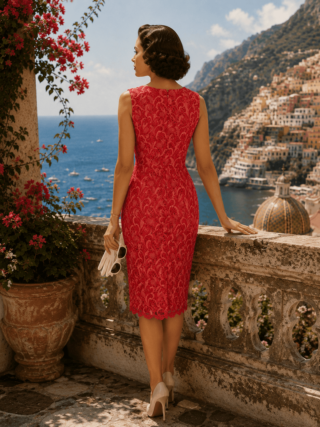 Ann Taylor Coral Lace Sheath Dress Size 2 Tall Elegant Sleeveless Special Occasion photo 2