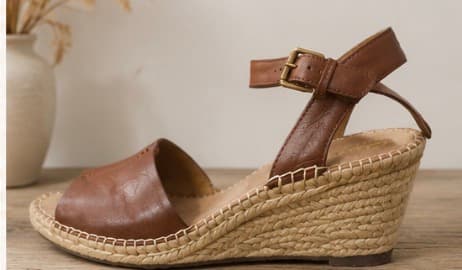 Clarks Artisan Brown Leather Espadrille Wedge Sandals Size 10 Boho Chic Ankle Strap photo 3