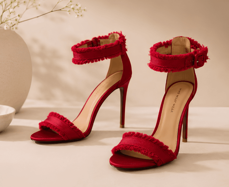 Who What Wear Red Fringe Ankle Strap Heels – Size 9