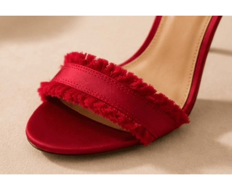Who What Wear Red Fringe Ankle Strap Heels – Size 9 photo 3