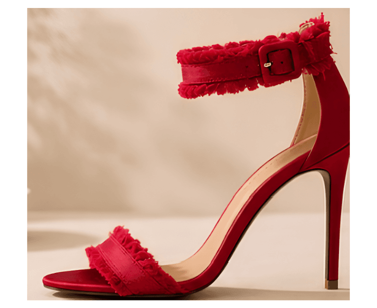 Who What Wear Red Fringe Ankle Strap Heels – Size 9 photo 4