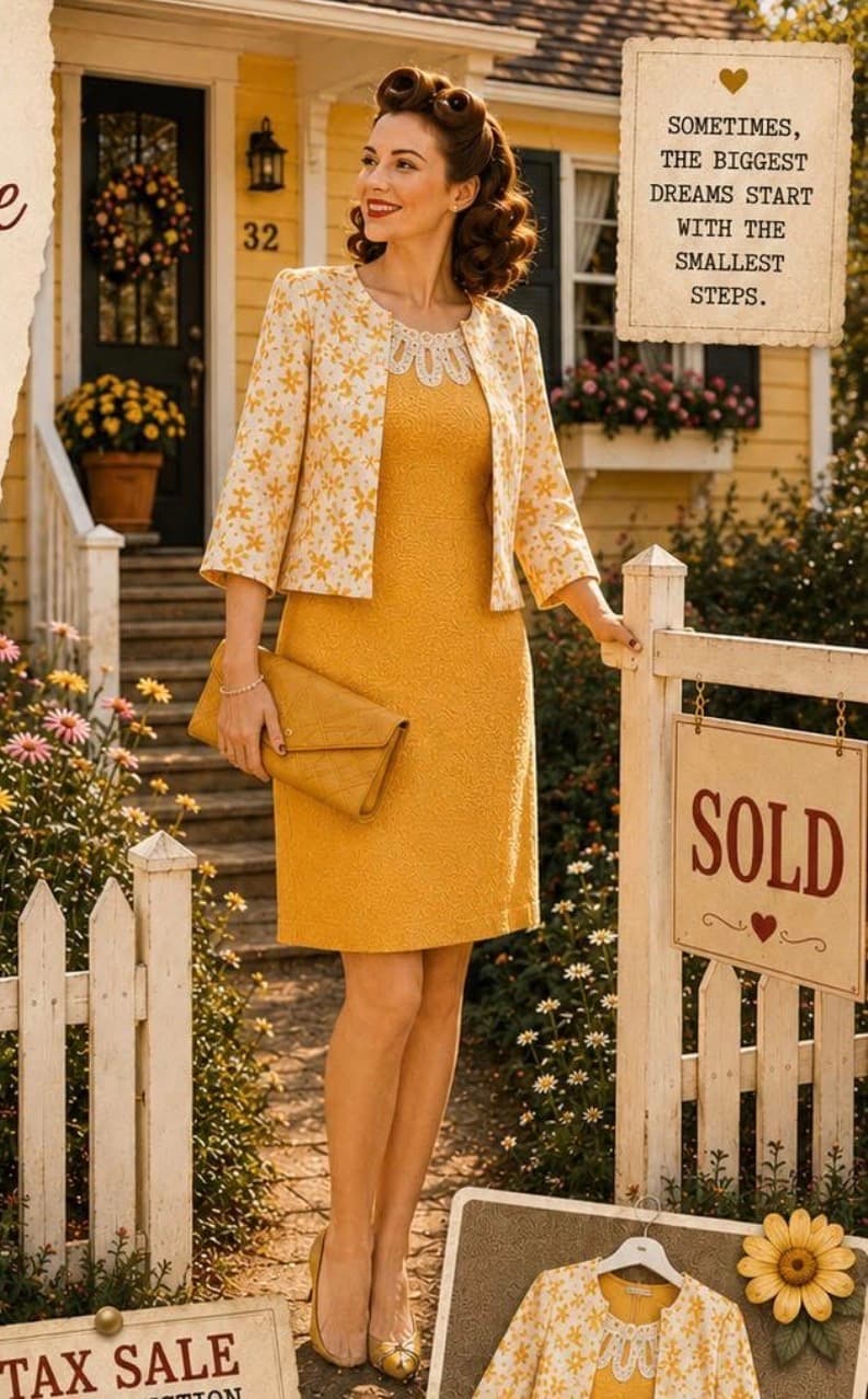 Faery Muse #3 Chadwicks Sunshine Garden Dress & Jacket Set with Vintage Retro Clutch photo 3