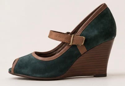 š Nine West Teal Suede Peep-Toe Wedge Heels Size 8.5 photo 3