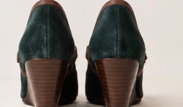 š Nine West Teal Suede Peep-Toe Wedge Heels Size 8.5 photo 4