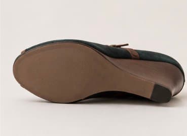 š Nine West Teal Suede Peep-Toe Wedge Heels Size 8.5 photo 5